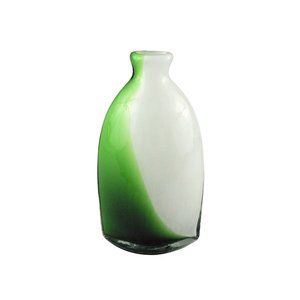 Vase Abstract Art Glass Free Form Flowing Design Oval Shape Interior Painted 11"